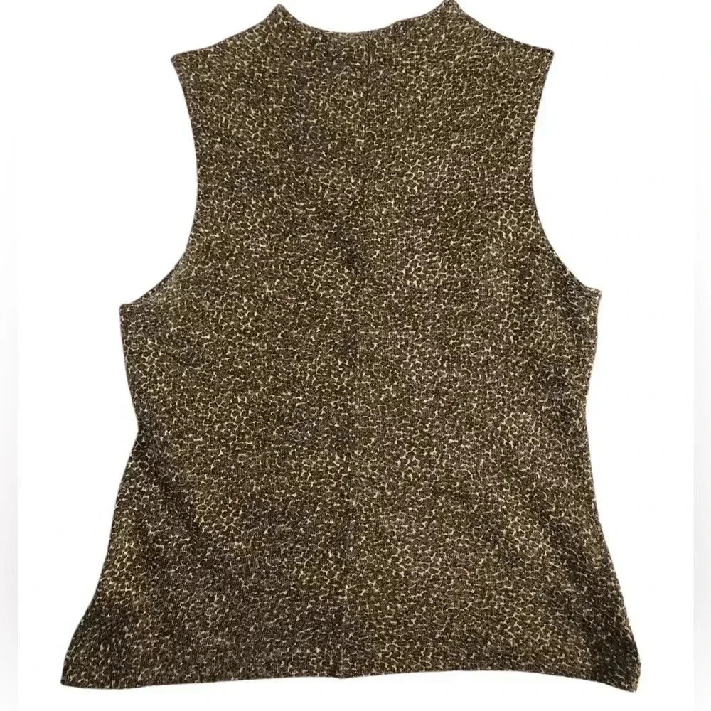 Cynthia Max Vintage Animal Print Sleeveless Mockneck Sweater - Picture 3 of 8